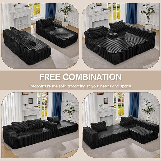 Modular Sectional Sofa Couches L-Shape Couch 3 Seat Modular Sofa Memory Foam - Image 7