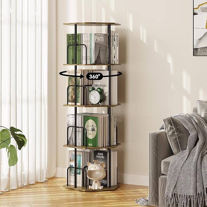 SUNMORY 4 Tier Rotating Bookshelf Tower, Revolving 360 ° Spinning Bookcase by SUNMORY