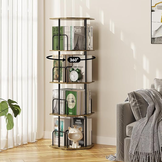 SUNMORY 4 Tier Rotating Bookshelf Tower, Revolving 360 ° Spinning Bookcase by SUNMORY