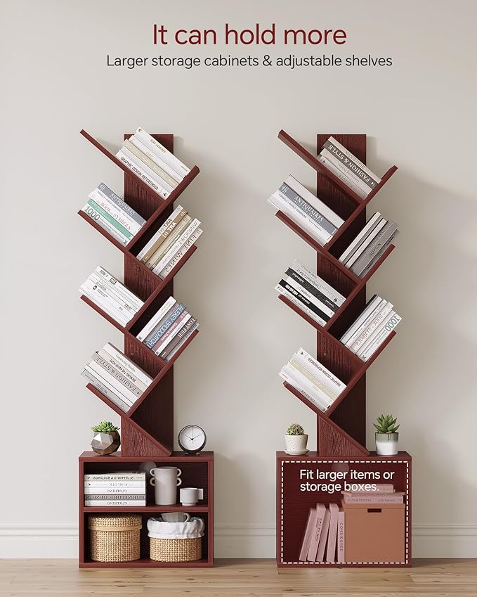 SUNMORY 6 Tier Tree Bookshelf, Tall Bookcase - Image 3