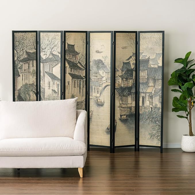 MyGift 6 Panel Room Divider Privacy Partition - Image 3
