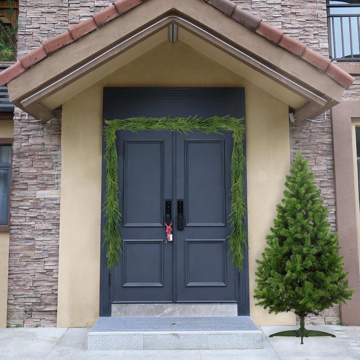 5 Pcs Artificial Norfolk Pine Garlands Christmas, 6 FT Dense Real Touch Winter Pine Garland Ornament, Green Artificial Greenery Garland for Table, Mantle, Wall, Indoor, Outdoor Christmas Decorations