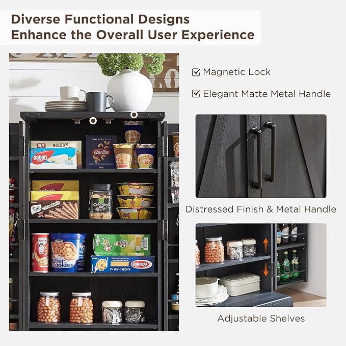 ACCOHOHO 47" Kitchen Pantry, Farmhouse Storage Cabinet - Image 6