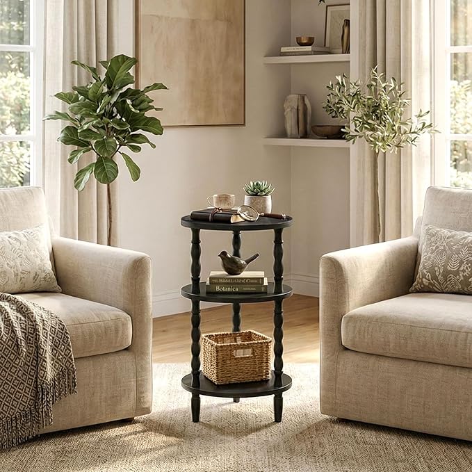 HOOBRO Round Side Table for Small Space, 3-Tier Small Round End Table - Image 4