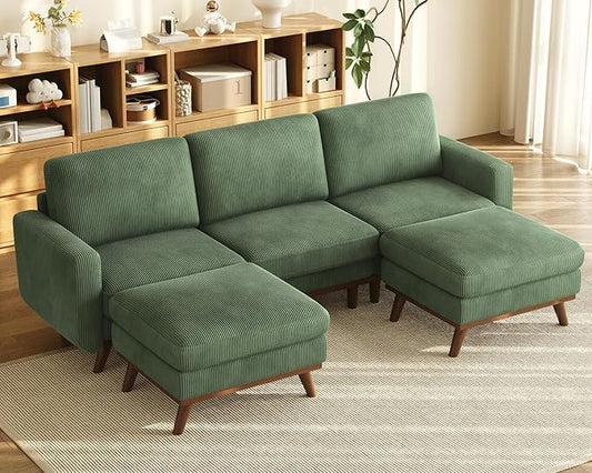 Vesgantti 97" Modular Sectional Sofa Green, U-Shaped Couch by Vesgantti
