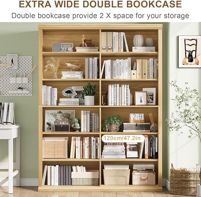 Rresyet 71.8" L *47.2“W Wooden Bookcase and Bookshelf – Extra Large Bookshelf - Image 6