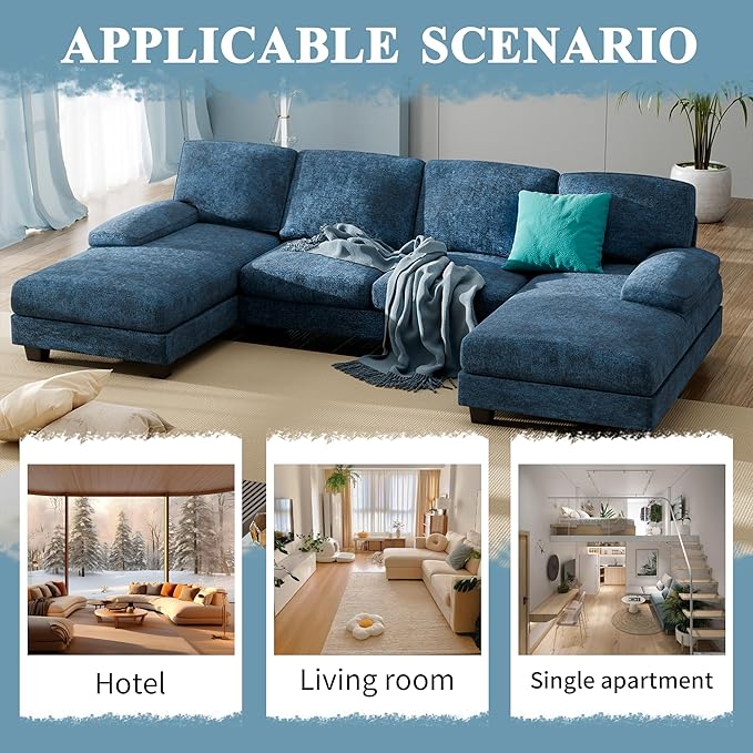 Furniwell Convertible Sectional Sofa Couch, 4 Seat Sofa Set - Image 4