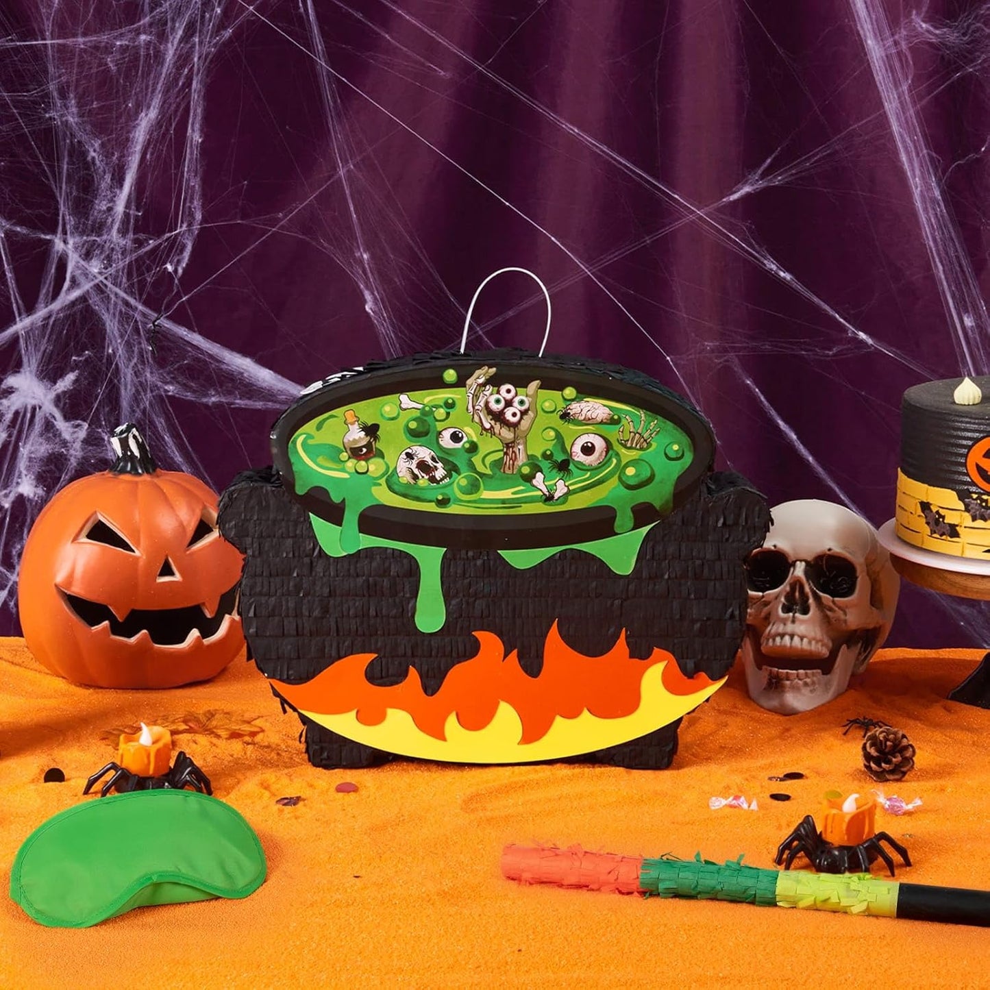 WERNNSAI Halloween Witch Pinata - Halloween Witch Pot Pinata Hallo-ween Birthday Party Decorations Baby Hallows Eve Costumes Party Games for Kids Wizarding World Decor Supply Bubbling Cauldron Design