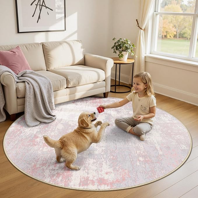 RELEANY Washable Area Rugs 6ft Non-Slip Modern Abstract Soft - Image 2