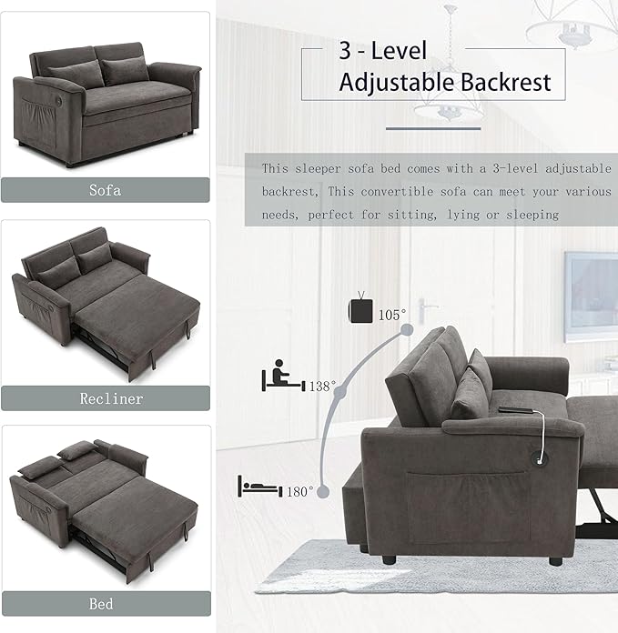 55.5" Small Sleeper Sofa Couch - Image 6