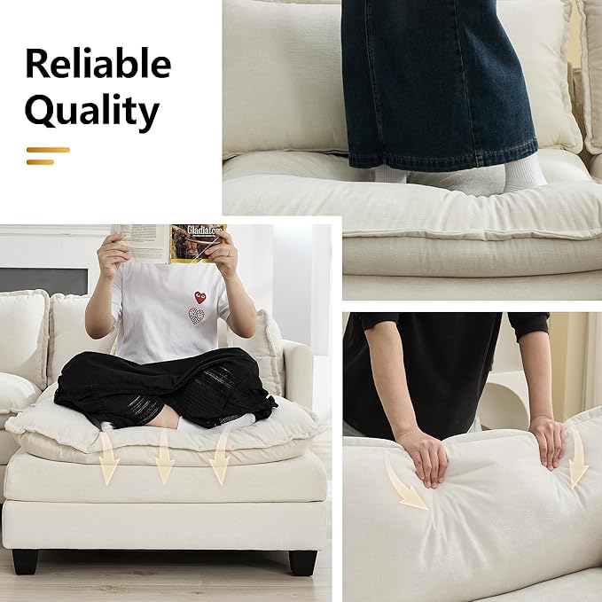 113'' V Shaped Cloud Sectional Sofa, Oversized Deep Seat Couches - Image 5