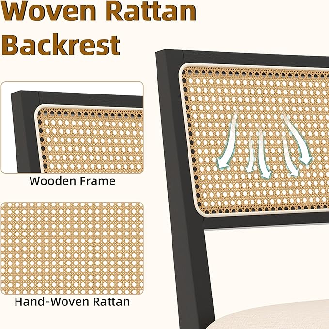 Westice Rattan Dining Chairs Set of 6, Farmhouse Natural Dining Room Chairs - Image 4