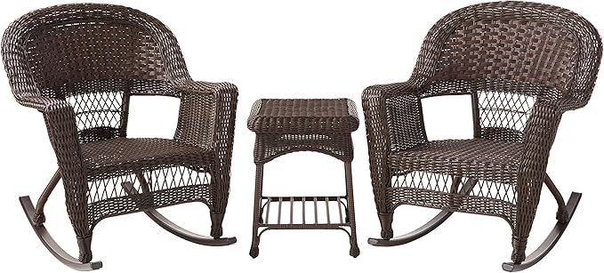 Jeco 3 Piece Rocker Wicker Chair Set - Image 6