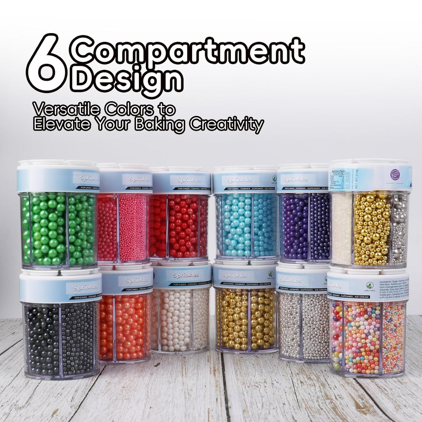 Sprinkles for Cake Decorating, 11Oz 3 Colors Gold Silver White Pearl and Sanding Sugar Sprinkles Mix for Cake Cupcake Ice Cream Donuts Cookie Baking Toppings