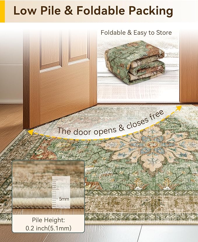 RELEANY Area Rugs 2'6"x8' Runner Rug Non Slip Washable - Image 7
