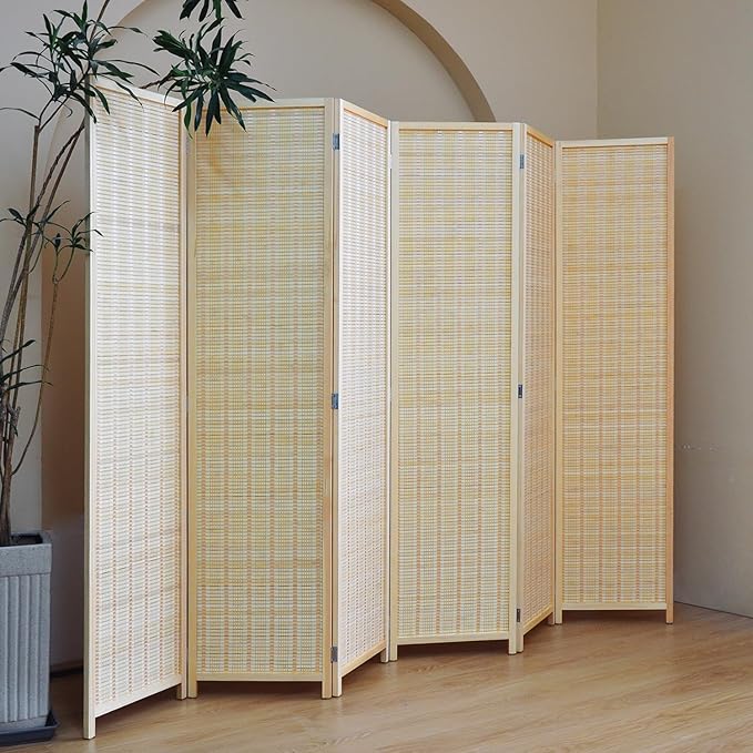 Furnnylane 6 Panel Bamboo Room Divider – 5.6 ft Tall Folding Privacy Screen - Image 3