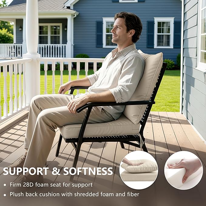 19x19 Inch Patio Chair Cushions Set of 2, Outdoor Furniture Cushions - Image 4