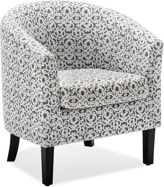 BELLEZE Accent Barrel Chair, Linen Round Chair Club Tub Sofa Corner Chair by BELLEZE