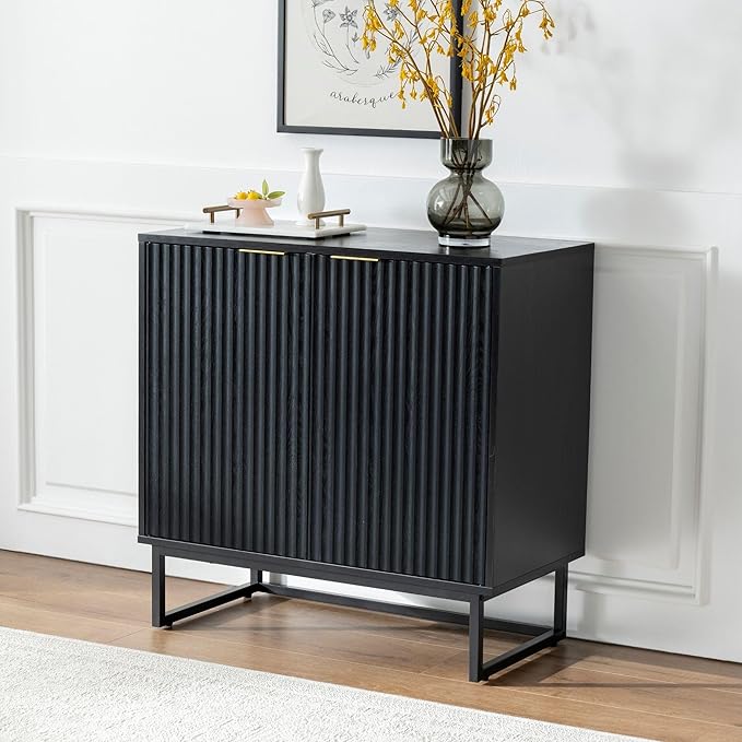 EYYTHUNG Fluted Cabinets with Storage Set of 2, Sideboard Buffet Cabinet with - Image 8