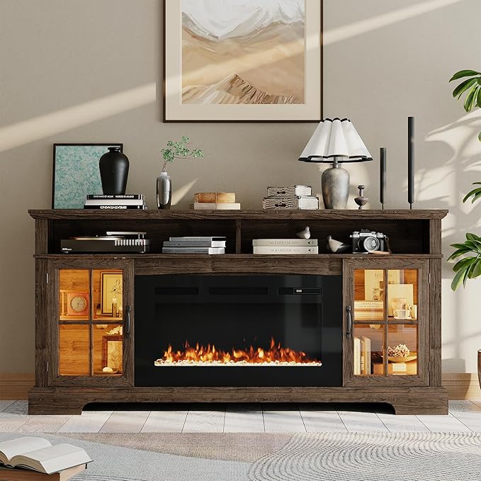 70" Farmhouse TV Stand with 36" Fireplace - Image 2