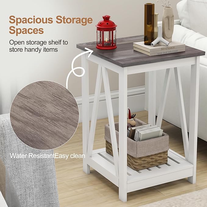 Farmhouse Square End Table, Accent Side Table - Image 4