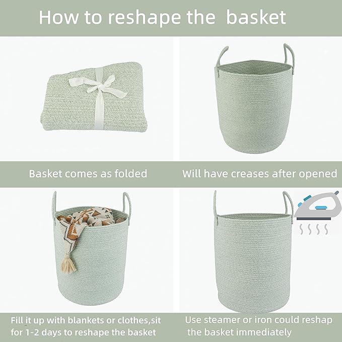 XUANGUO Cotton Rope Laundry Basket Hamper - Image 7
