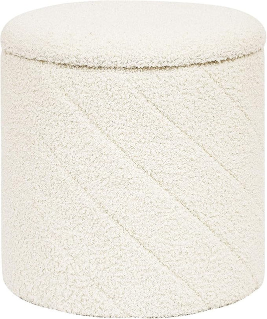 PINPLUS Ottoman with Stroage Round Boucle Ottoman and Tray Sherpa Removable by PINPLUS