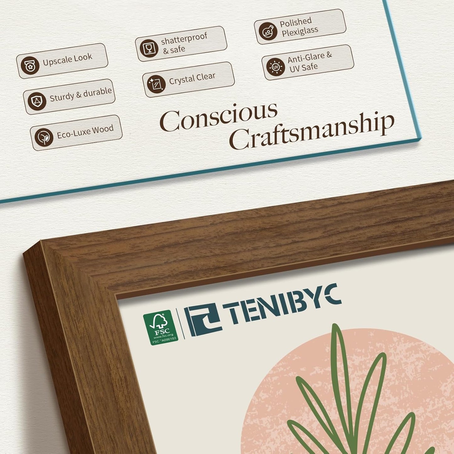 24x36 Poster Frame 3 Pack - Brown Woodgrain, Wood Picture Frame, Wall Gallery Frame - Wall Hanging