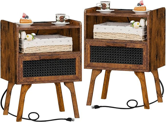 Lerliuo Rattan Nightstands Set of 2 by Lerliuo