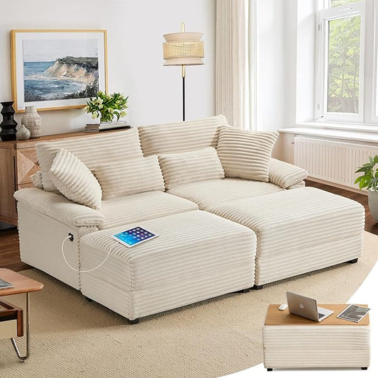 SUNWAVE 74" W Double Chaise Lounge Chair Indoor, Oversized Loveseat by SUNWAVEHOME