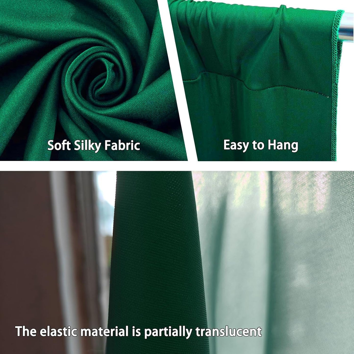 10 x 10 Feet Green Backdrop Curtain for Partie, Background Curtains for Photoshoot, Birthday, Wedding, Halloween, Thanksgiving, Christmas Day, New Year Party Decorations 5Ft x 10Ft, 2 Panels