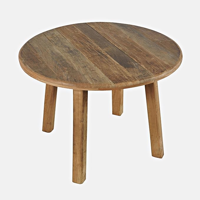 Jofran Reclamation 42" Rustic Reclaimed Solid Wood Round Dining Table - Image 9