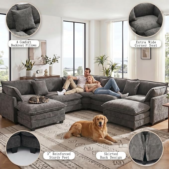 111.4" V-Shaped Corner Couch Sectional - Image 6