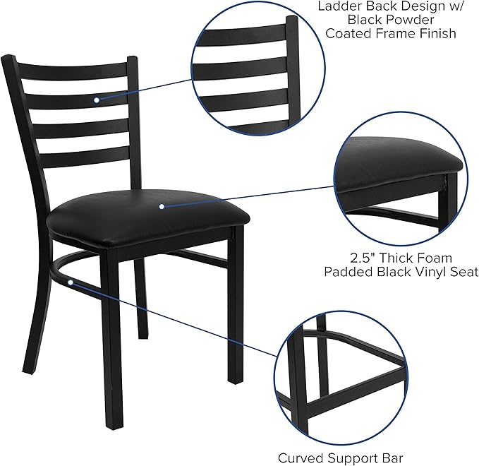 Flash Furniture HERCULES Series Black Ladder Back Metal Restaurant Chair - Image 4