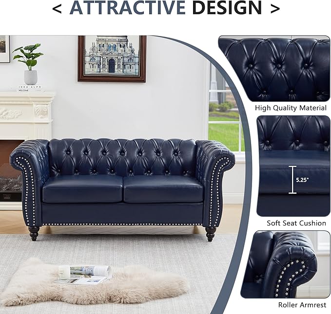 QHITTY 2 Piece Living Room Set, Sectional Chesterfield Sofa Chair Contemporary - Image 4