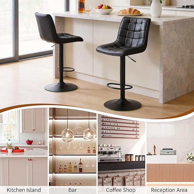 FIRAVOE Bar Stools Set of 4, Adjustable Counter Height Bar Stools 24"-33" - Image 6