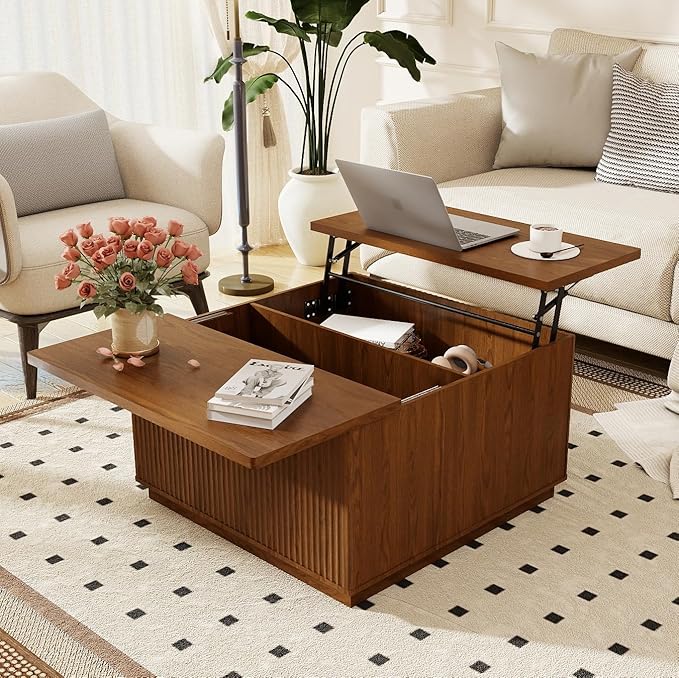 4-Piece Fluted Living Room Set Includes 31.5" Fluted Lift Top Coffee Table - Image 8