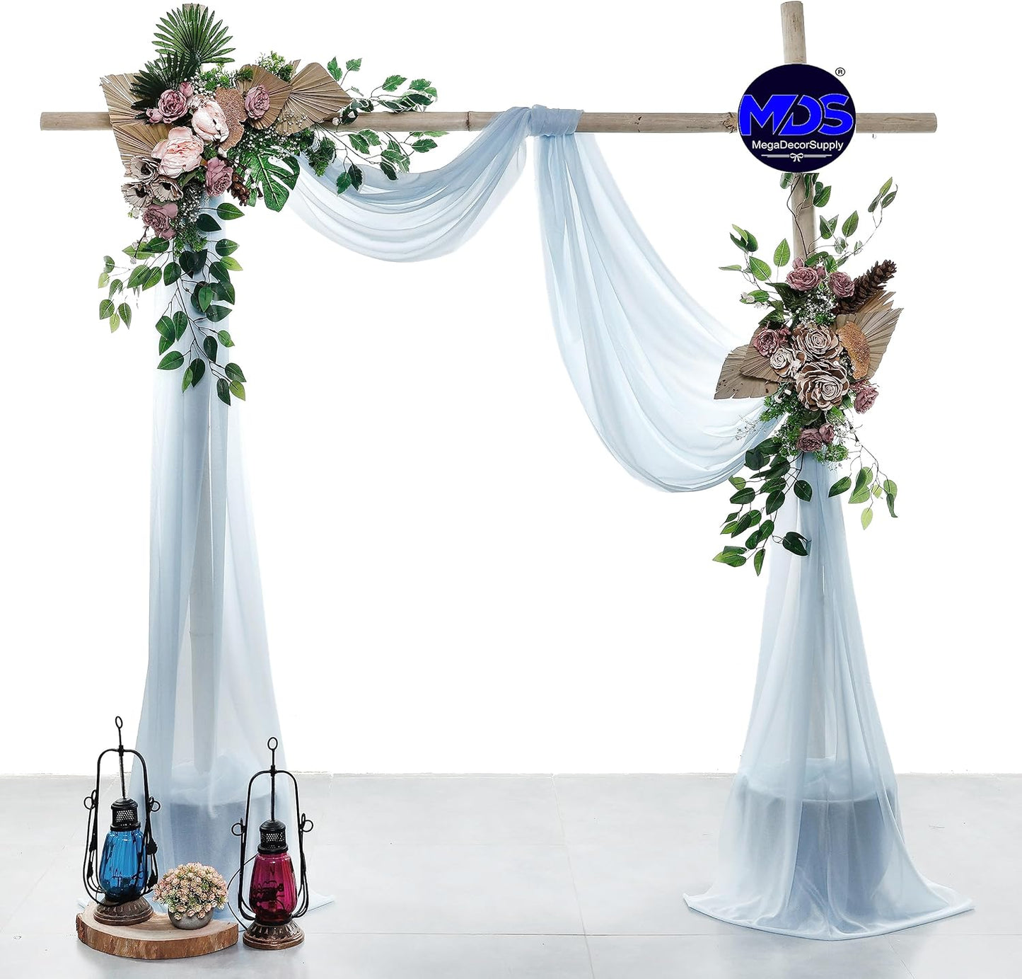 MDS Halloween Chiffon Draping Fabric - 1 Panel, 30" Wide x 100ft Long - Sheer Spooky Arbor & Canopy Drapery for Haunted House Backdrops, Party Ceilings, DIY Costumes & Themed Events - Baby Blue