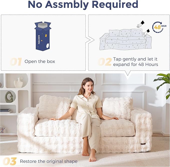 MAXYOYO 3 Seater Sofa for Living Room, Tufted Boneless Couch Bubbled Sofa Couch - Image 9