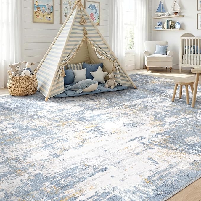 RELEANY Washable Area Rugs 9'x12' Non-Slip Modern Abstract Soft - Image 4
