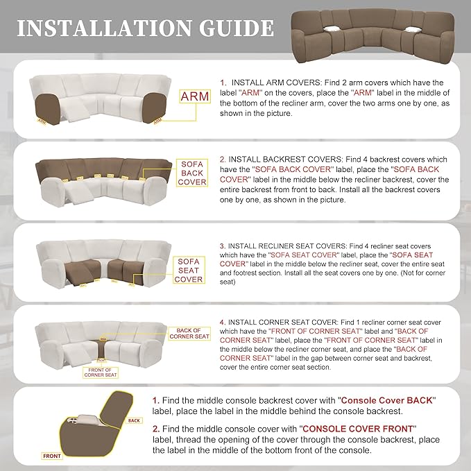 100% Waterproof Sectional Recliner Couch Covers - Image 7