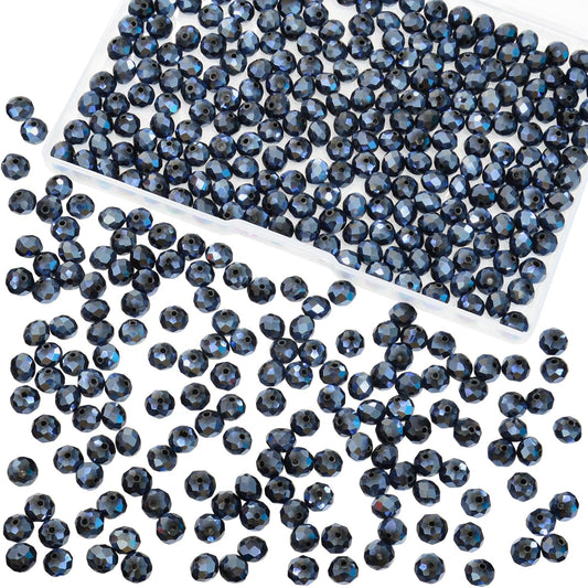 460Pcs 8mm Crystal Glass Beads for Jewelry Making Beads for Bracelets Necklace Pendants Making Supplies(Navy Blue)