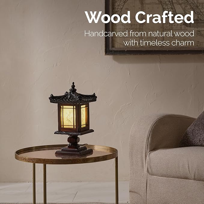 Traditional Korean Wood Lamp | Handmade Asian Oriental Table Lantern | Bedside - Image 2