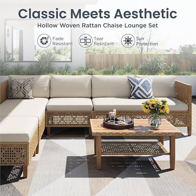 PHI VILLA Wicker Patio Furniture Set, Outdoor Sectional Couch - Image 2