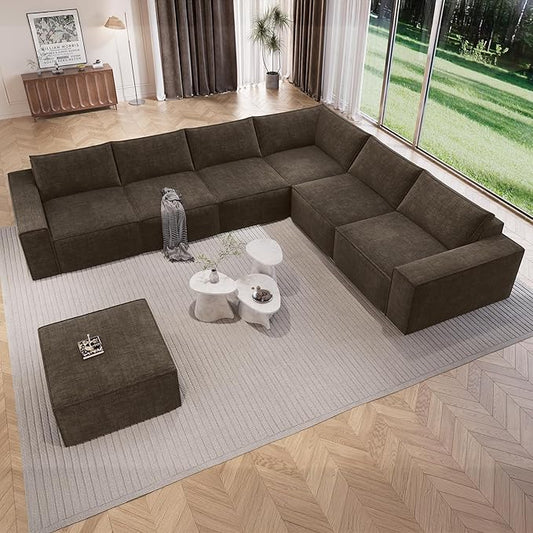 Vesgantti 143.7" Oversized Boneless Couch, Modern 7 Seater Modular Sectional by Vesgantti