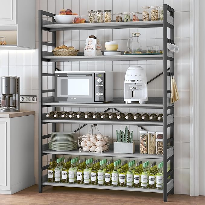 HCHQHS Bookshelf, Adjustable Industrial Bookcase, Vertical Tall Book Shelf - Image 7