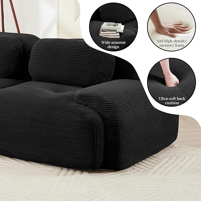 Boneless Sectional Couch, No Assembly Required, 152.7” L Shaped Modular Cloud - Image 7