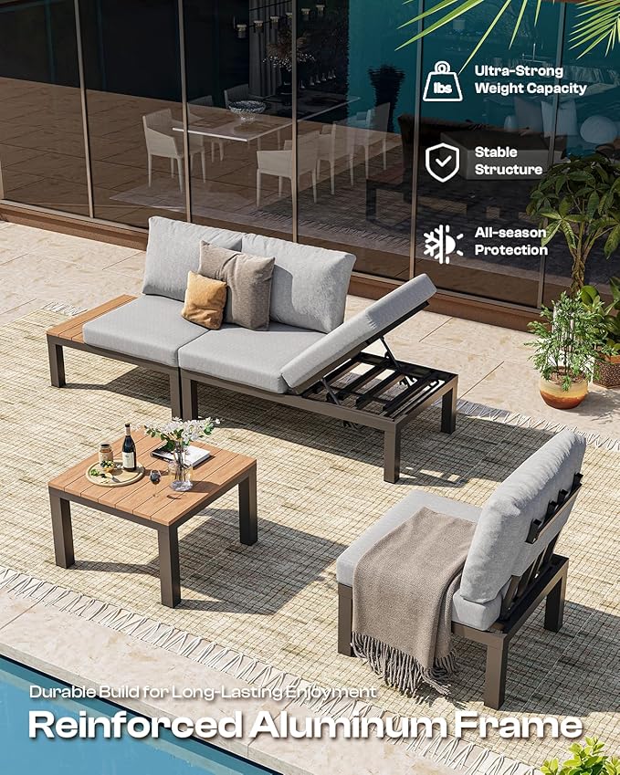 Aluminum Modular Outdoor Patio Furniture Set, 8 Seats Sectional Sofa Set - Image 6