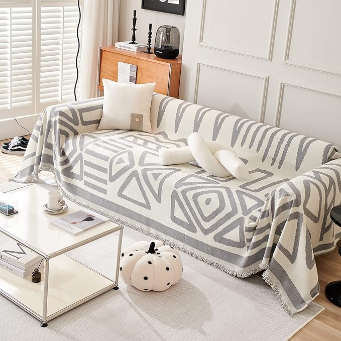 VClife Boho Couch Covers for Sofa, Reversible Plaid Checkered Sofa Slipcover - Image 4