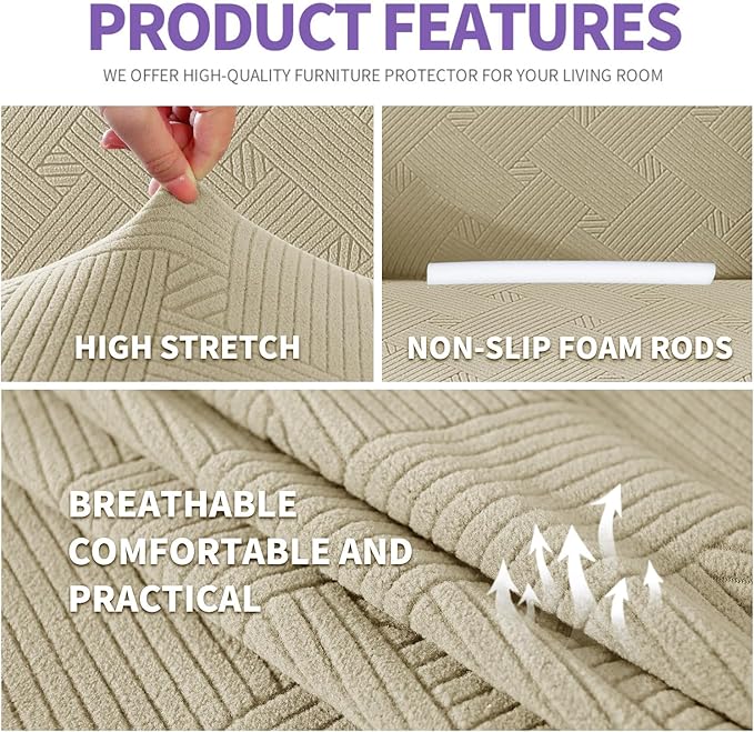 ZNSAYOTX Super Stretch Loveseat Covers, New Striped Love Seat Slipcover - Image 3